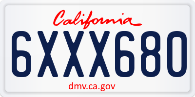 CA license plate 6XXX680