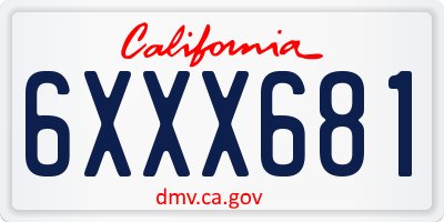 CA license plate 6XXX681