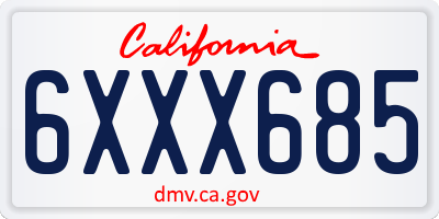 CA license plate 6XXX685