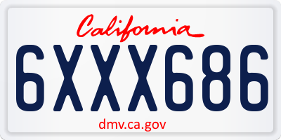 CA license plate 6XXX686