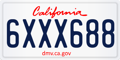 CA license plate 6XXX688