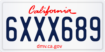 CA license plate 6XXX689