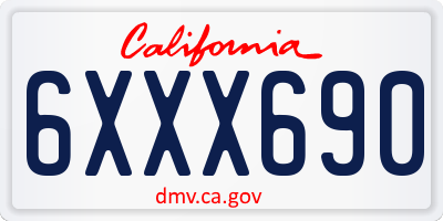 CA license plate 6XXX690