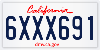CA license plate 6XXX691