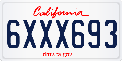 CA license plate 6XXX693