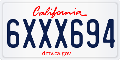 CA license plate 6XXX694