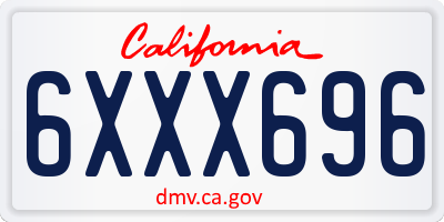 CA license plate 6XXX696