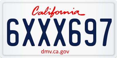 CA license plate 6XXX697