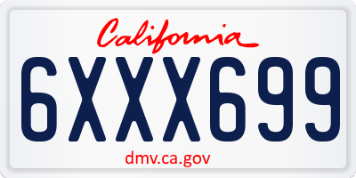CA license plate 6XXX699