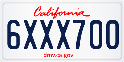 CA license plate 6XXX700