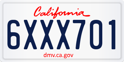 CA license plate 6XXX701
