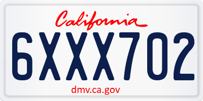 CA license plate 6XXX702