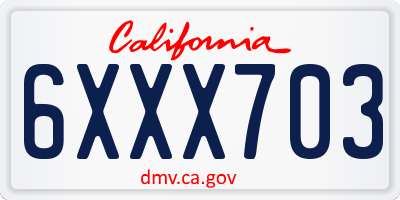 CA license plate 6XXX703