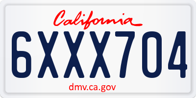 CA license plate 6XXX704