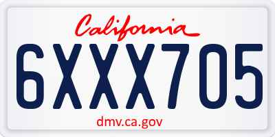 CA license plate 6XXX705