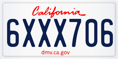 CA license plate 6XXX706
