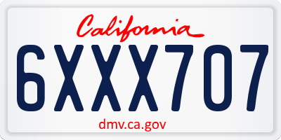 CA license plate 6XXX707