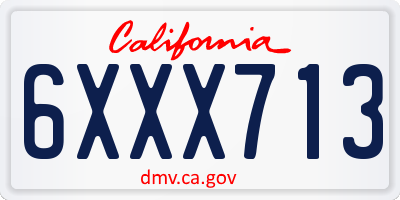 CA license plate 6XXX713