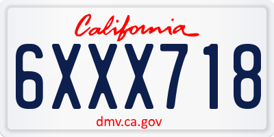 CA license plate 6XXX718