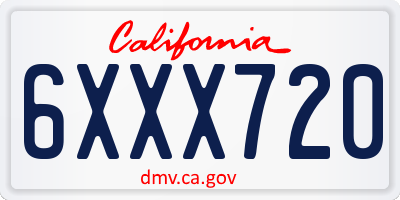 CA license plate 6XXX720