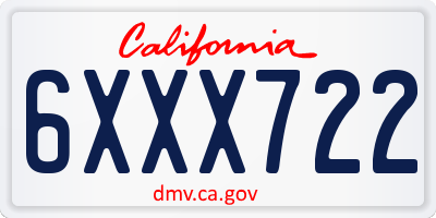 CA license plate 6XXX722