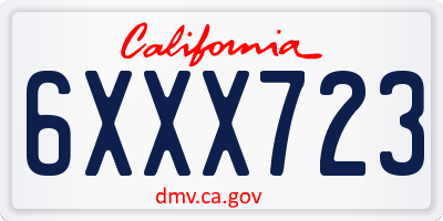 CA license plate 6XXX723
