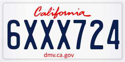CA license plate 6XXX724
