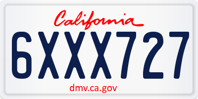 CA license plate 6XXX727
