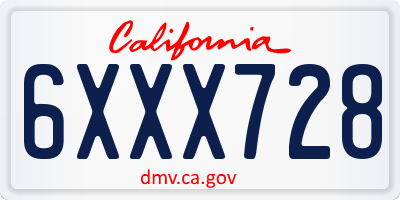 CA license plate 6XXX728