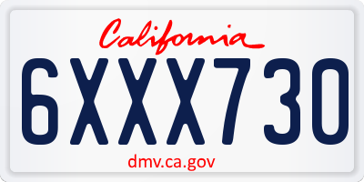 CA license plate 6XXX730