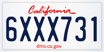 CA license plate 6XXX731