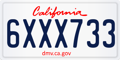 CA license plate 6XXX733