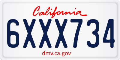 CA license plate 6XXX734