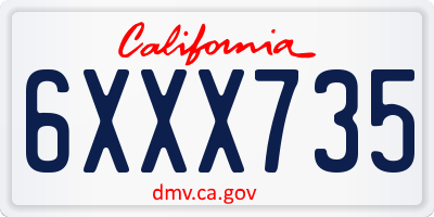 CA license plate 6XXX735