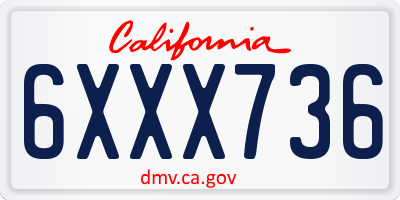 CA license plate 6XXX736