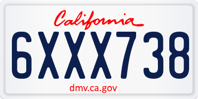 CA license plate 6XXX738