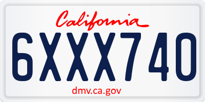 CA license plate 6XXX740
