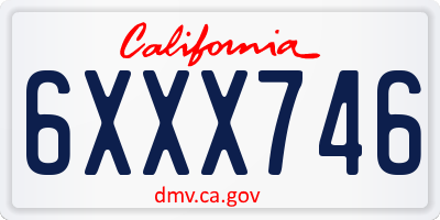 CA license plate 6XXX746