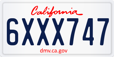 CA license plate 6XXX747