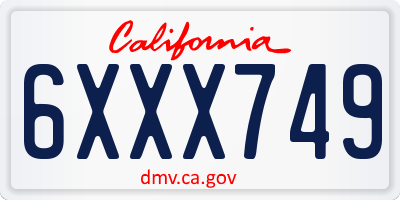 CA license plate 6XXX749
