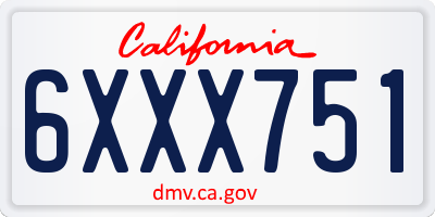 CA license plate 6XXX751