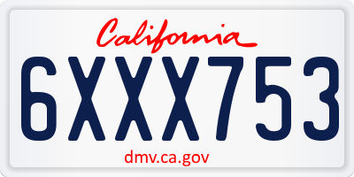 CA license plate 6XXX753