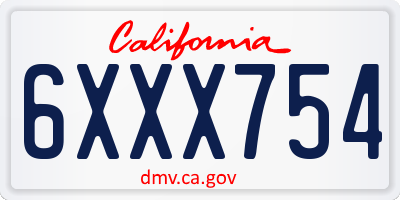 CA license plate 6XXX754