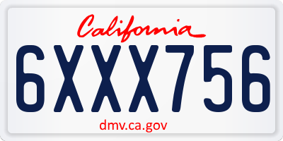 CA license plate 6XXX756