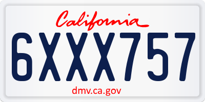 CA license plate 6XXX757