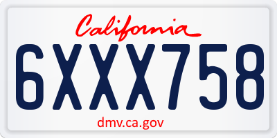 CA license plate 6XXX758