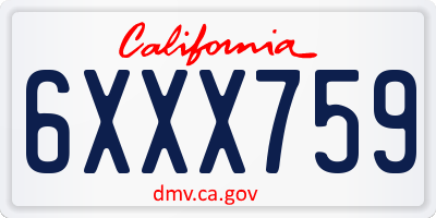 CA license plate 6XXX759