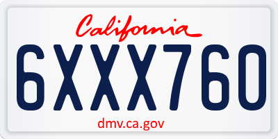 CA license plate 6XXX760