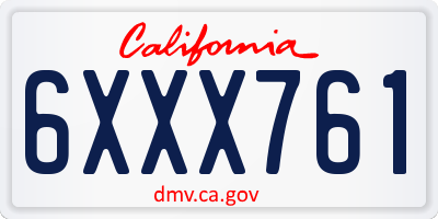 CA license plate 6XXX761