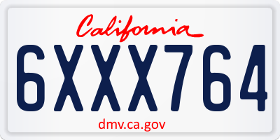 CA license plate 6XXX764